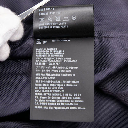 Prada Triangle Logo Plate Ma-1 Bomber Jacket Size: 44 Navy Polyamide Men's Prada