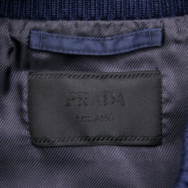 Prada Triangle Logo Plate Ma-1 Bomber Jacket Size: 44 Navy Polyamide Men's Prada