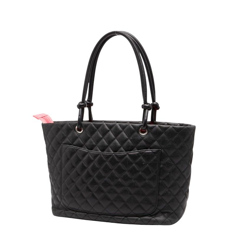 Chanel Cambon Line Coco Mark Large Black Lambskin Women's Chanel