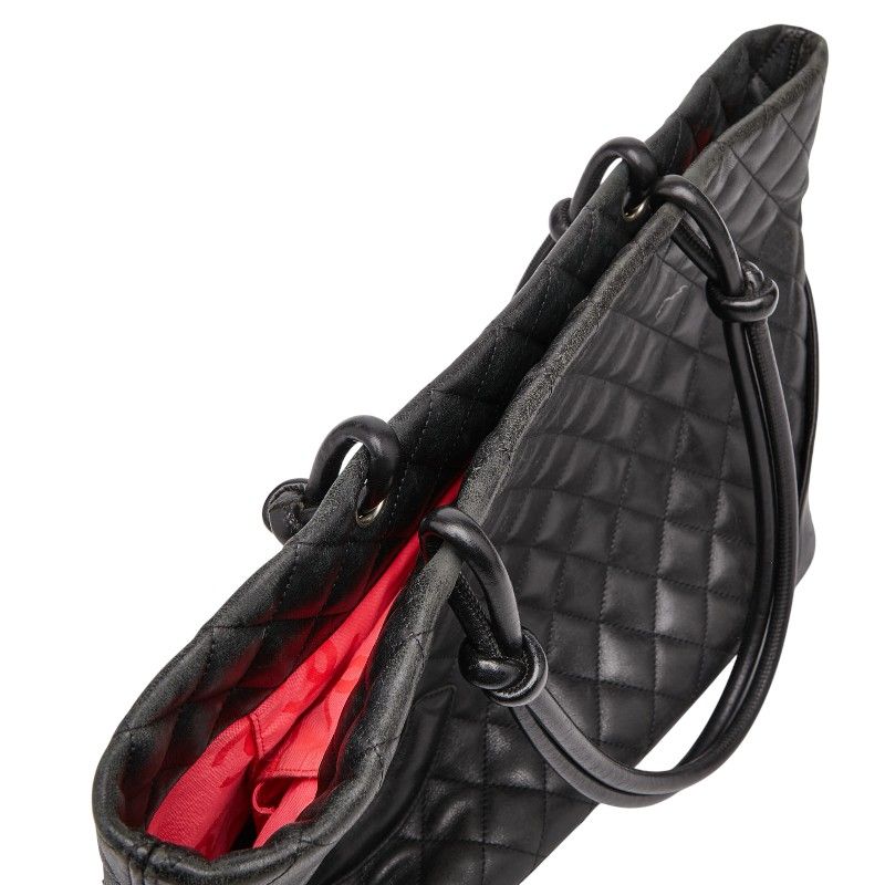 Chanel Cambon Line Coco Mark Large Black Lambskin Women's Chanel