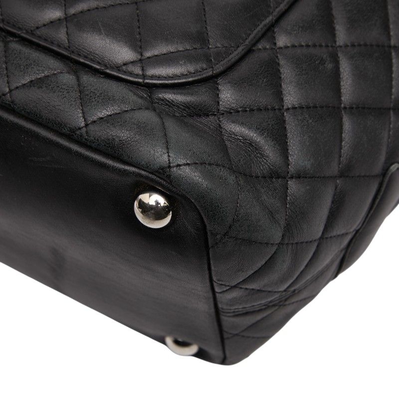 Chanel Cambon Line Coco Mark Large Black Lambskin Women's Chanel