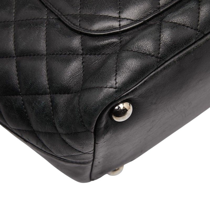 Chanel Cambon Line Coco Mark Large Black Lambskin Women's Chanel