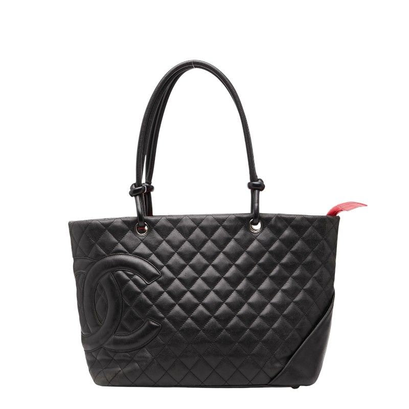Chanel Cambon Line Coco Mark Large Black Lambskin Women's Chanel