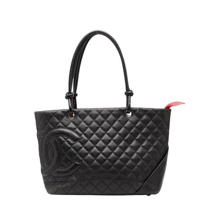 Chanel Cambon Line Coco Mark Large Black Lambskin Women's Chanel
