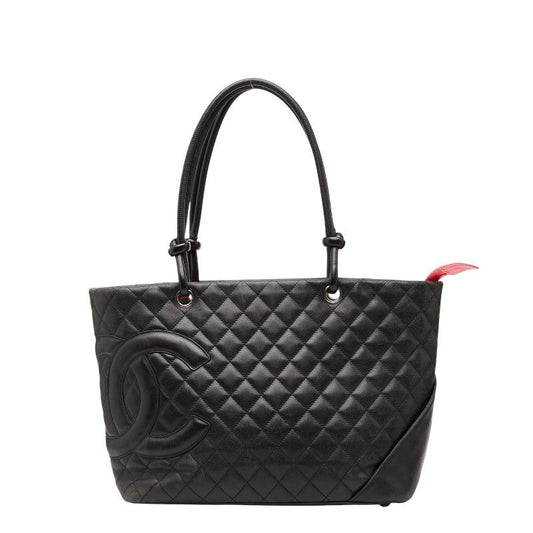 Chanel Cambon Line Coco Mark Large Black Lambskin Women's Chanel