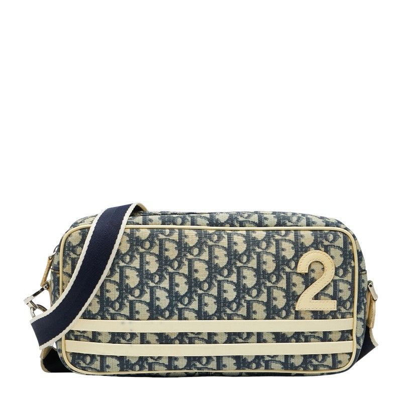 Dior Trotter No2 Crossbody Shoulder Bag Navy White PVC Leather Women's Dior