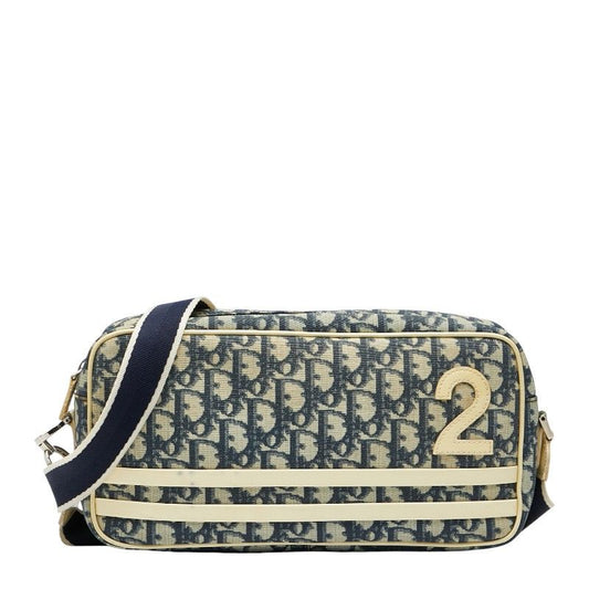 Dior Trotter No2 Crossbody Shoulder Bag Navy White PVC Leather Women's Dior