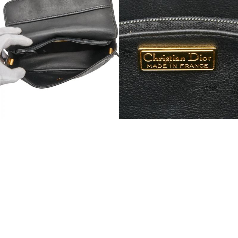 Dior CD Logo Crossbody Shoulder Bag Black Leather Women's Dior