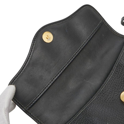 Dior CD Logo Crossbody Shoulder Bag Black Leather Women's Dior