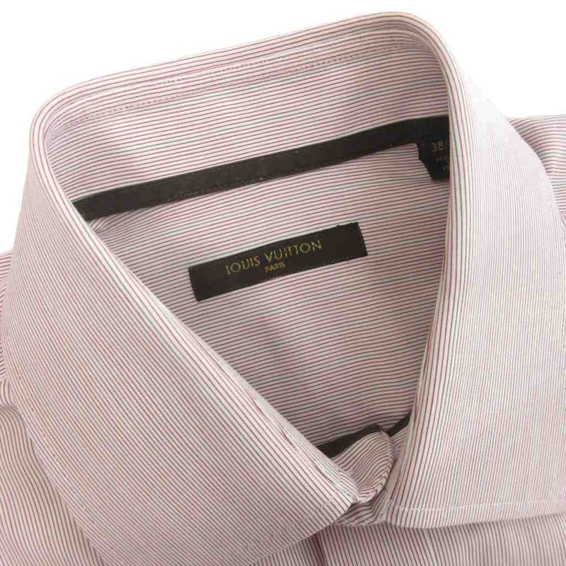 Louis Vuitton Business Shirt Long Sleeve Pinstripe Cotton Pink 38 15 AA SK