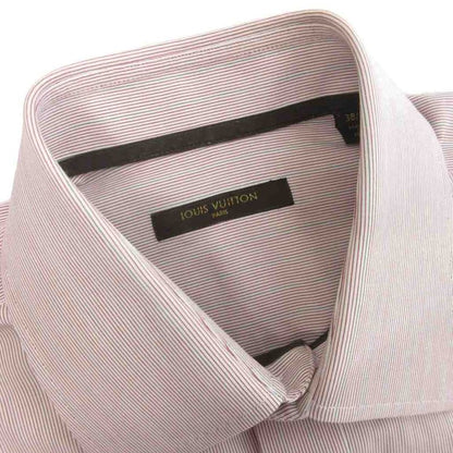 Louis Vuitton Business Shirt Long Sleeve Pinstripe Cotton Pink 38 15 AA SK