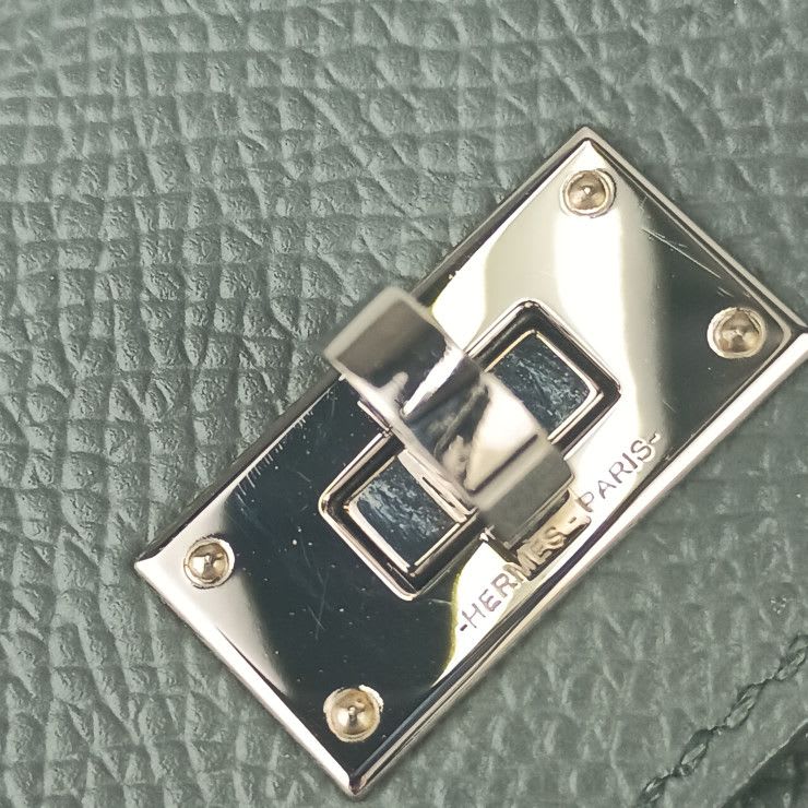 Hermes Coin Case Kelly Pocket Compact ck VERT Amande Epson Unisex