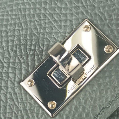Hermes Coin Case Kelly Pocket Compact ck VERT Amande Epson Unisex