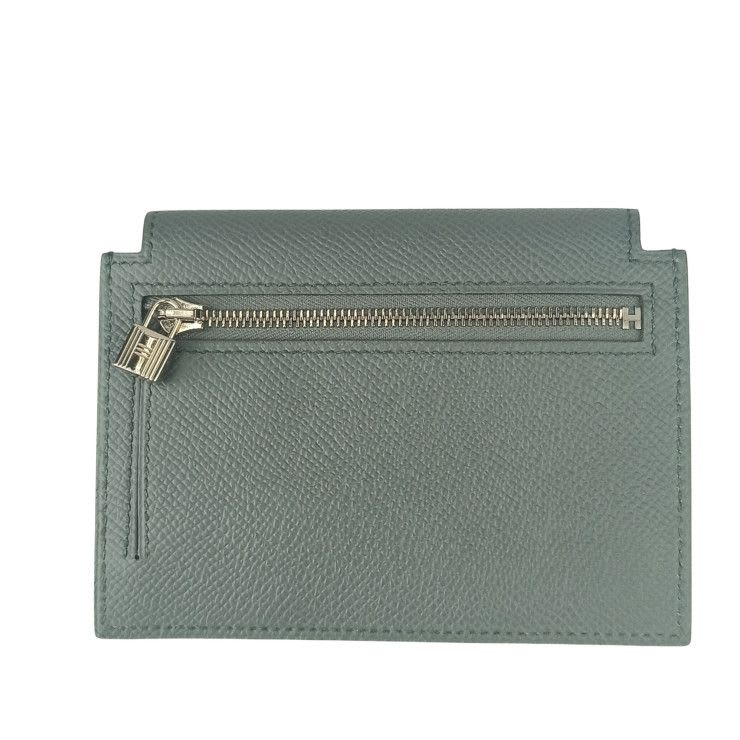 Hermes Coin Case Kelly Pocket Compact ck VERT Amande Epson Unisex