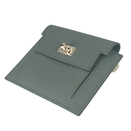 Hermes Coin Case Kelly Pocket Compact ck VERT Amande Epson Unisex