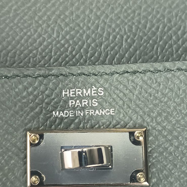 Hermes Coin Case Kelly Pocket Compact ck VERT Amande Epson Unisex