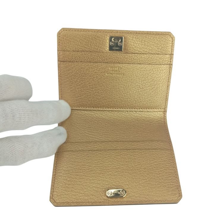 Hermes Card Case Business Holder Medor cp DORE Gold Siamese Light