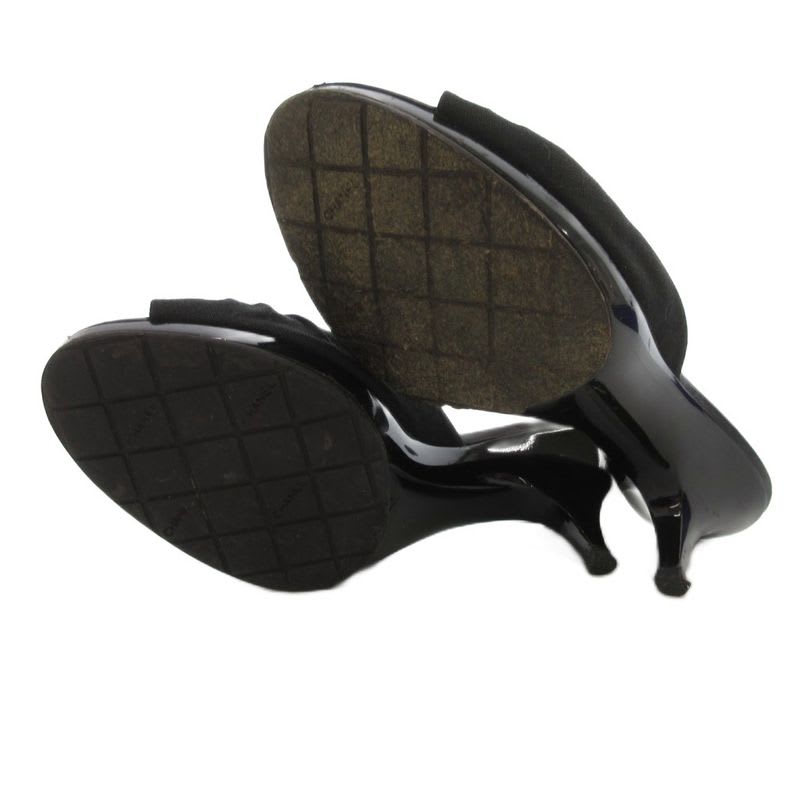 Chanel Mule Camellia Cocomark Comfort Sandals Black Js Gy62
