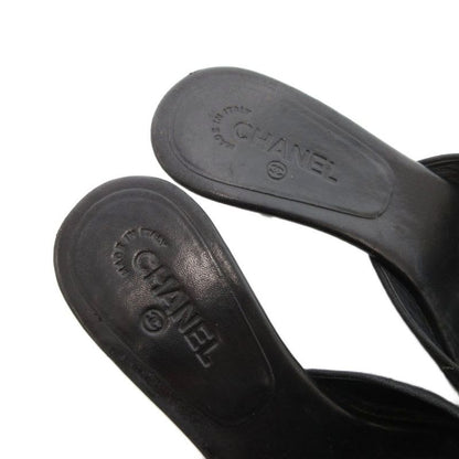 Chanel Mule Camellia Cocomark Comfort Sandals Black Js Gy62