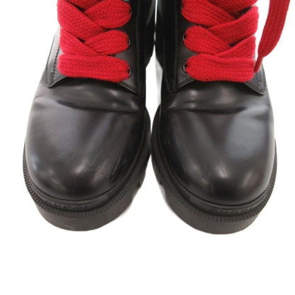 Gucci Sherry Line Long Boots Lace Up Leather 583338 37.5 Black JS • GY62