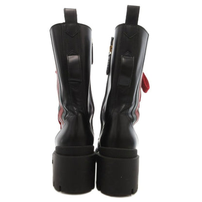 Gucci Sherry Line Long Boots Lace Up Leather 583338 37.5 Black JS • GY62