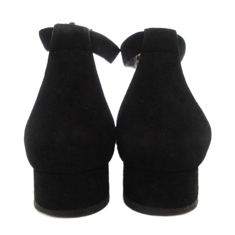 Gucci Horsebit Ankle Strap Sandals Low Heel Suede 36 Black GV • GY62