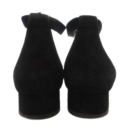 Gucci Horsebit Ankle Strap Sandals Low Heel Suede 36 Black GV • GY62