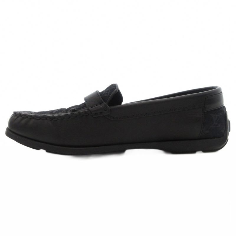 Louis Vuitton With Belt Strap Monogram Driving Shoes Loafers Leather Canvas