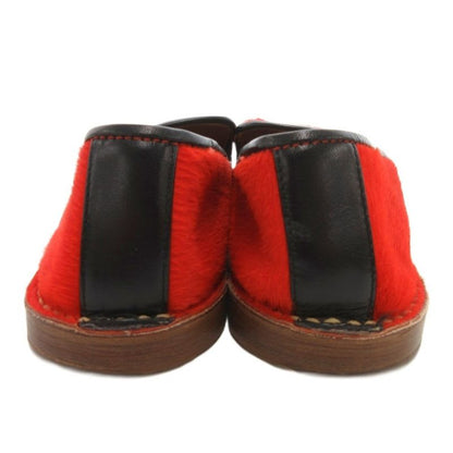 Celine Haraco Wood Sole Slip-on Shoes 37.5 Red Js Gy62