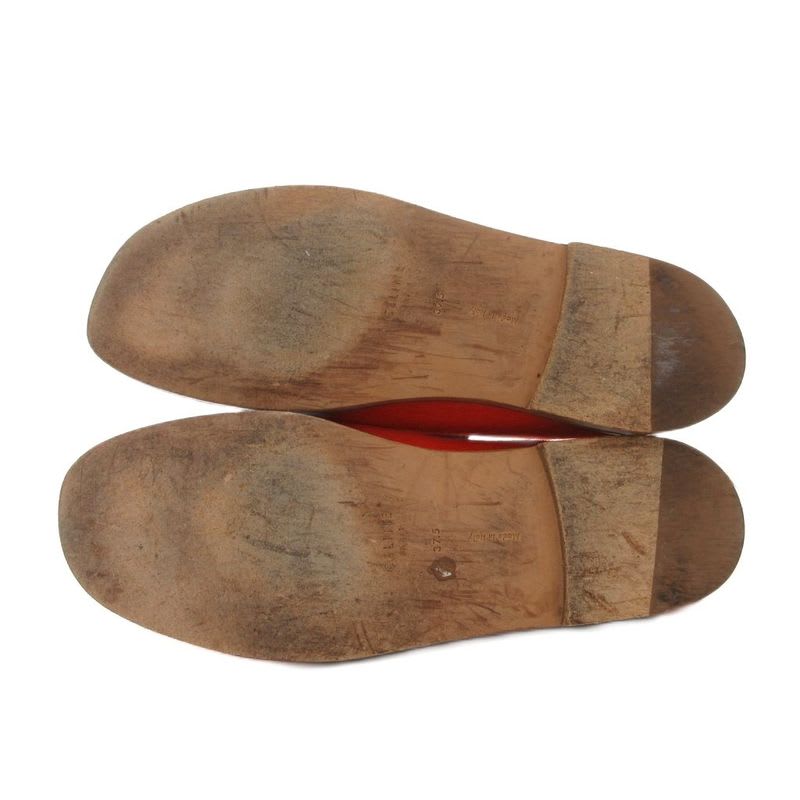 Celine Haraco Wood Sole Slip-on Shoes 37.5 Red Js Gy62