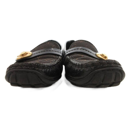 Louis Vuitton Driving Shoes Loafers Monogram Canvas 36 Black Brown JS GY62