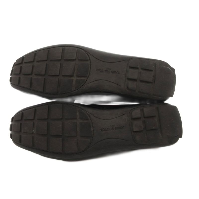 Louis Vuitton Driving Shoes Loafers Monogram Canvas 36 Black Brown JS GY62