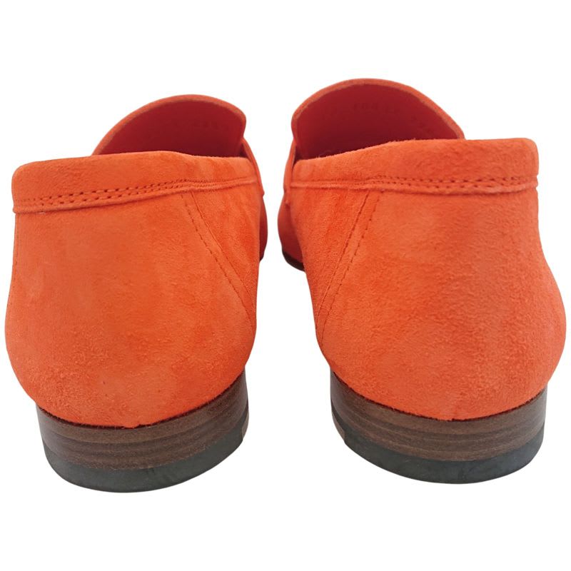 Hermes Moccasins Paris Suede Leather H Logo Loafers Shoes Orange 38 2022