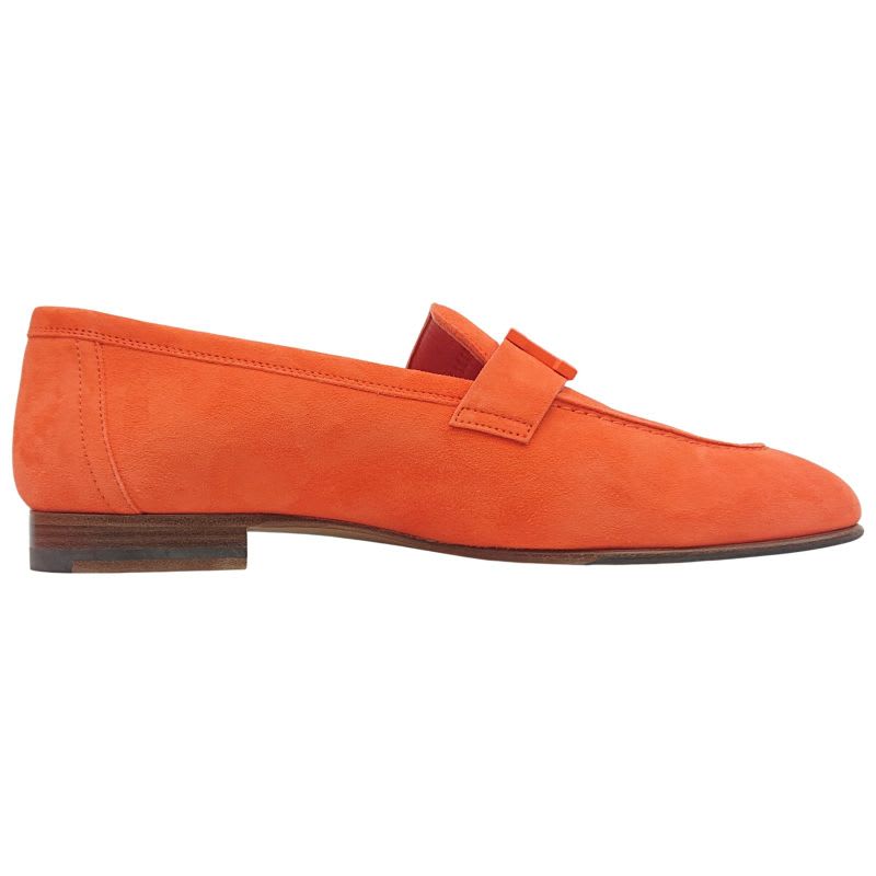 Hermes Moccasins Paris Suede Leather H Logo Loafers Shoes Orange 38 2022