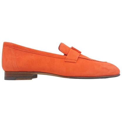 Hermes Moccasins Paris Suede Leather H Logo Loafers Shoes Orange 38 2022