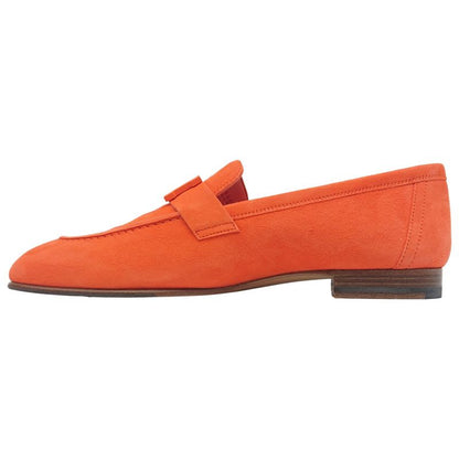 Hermes Moccasins Paris Suede Leather H Logo Loafers Shoes Orange 38 2022
