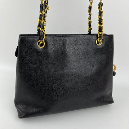 Chanel CC Logo Quilted Shoulder Bag Black Caviar Leather Edition Vintage