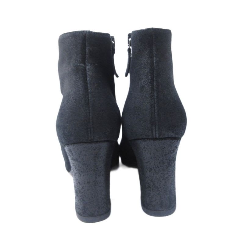 Chanel Suede Coco Mark Short Boots Heel Side Zip Black 36 Approx 23 cm