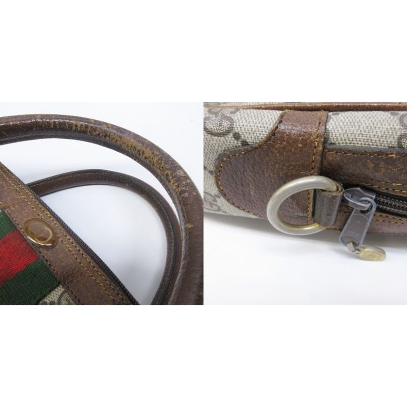 Gucci Old Sherry Line GG Plus Mini Boston Bag Handbag Interlocking Logo Plate