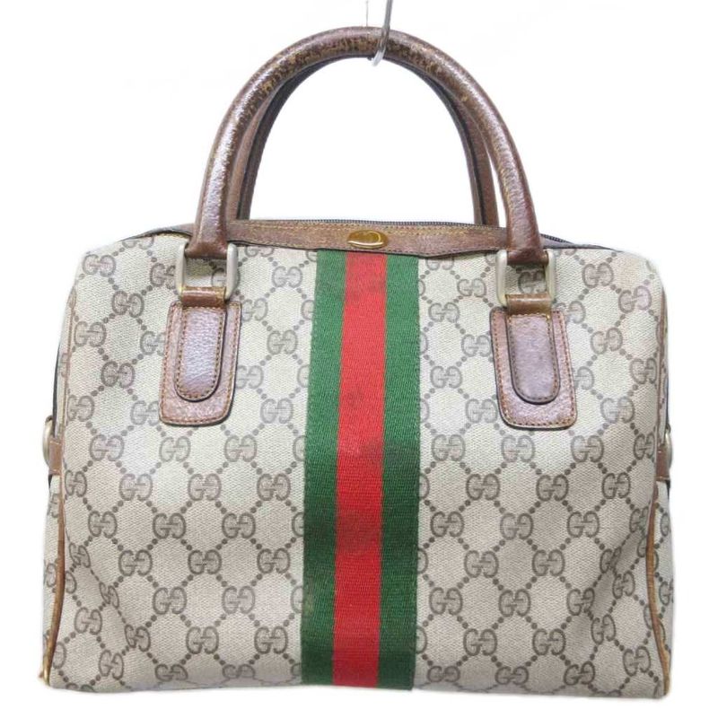 Gucci Old Sherry Line GG Plus Mini Boston Bag Handbag Interlocking Logo Plate