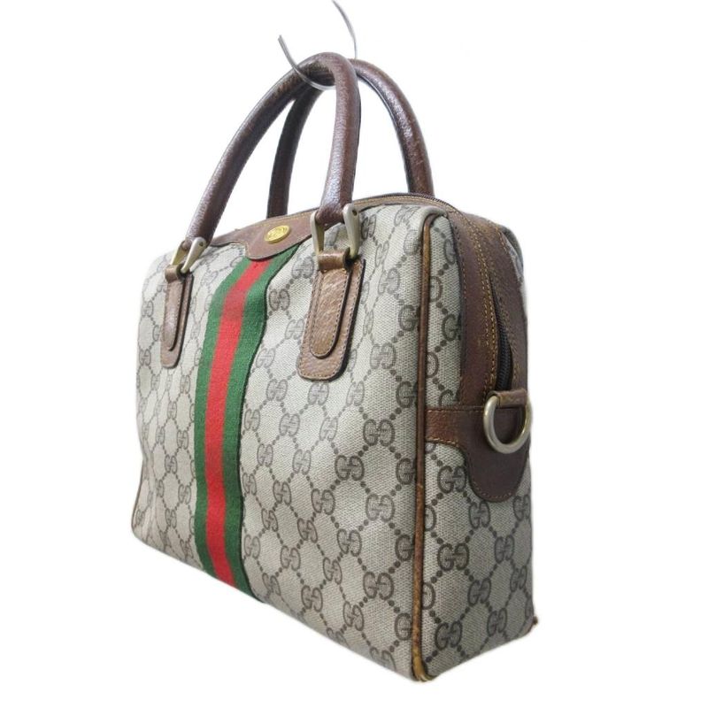 Gucci Old Sherry Line GG Plus Mini Boston Bag Handbag Interlocking Logo Plate