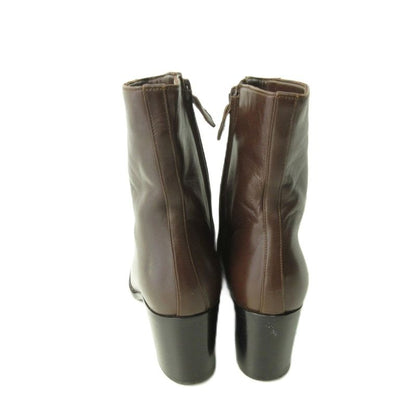 Hermes Side Zipper Short Boots Heel Brown 35.5 Approx 22.5 cm