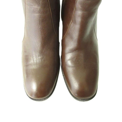 Hermes Side Zipper Short Boots Heel Brown 35.5 Approx 22.5 cm