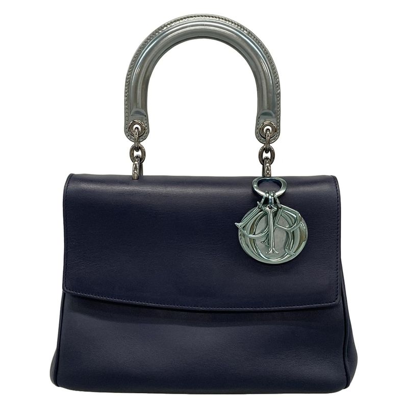 DIOR Christian Dior Handbag B Dior Dark Navy X Silver Leather