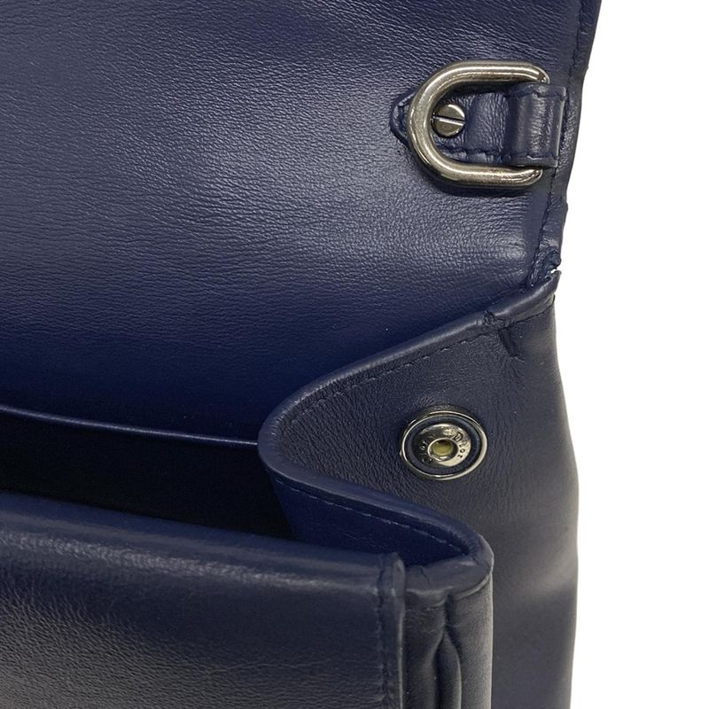 DIOR Christian Dior Handbag B Dior Dark Navy X Silver Leather