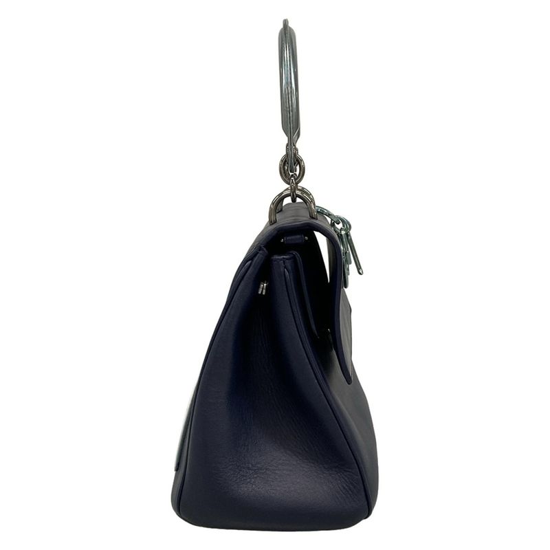 DIOR Christian Dior Handbag B Dior Dark Navy X Silver Leather