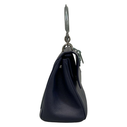 DIOR Christian Dior Handbag B Dior Dark Navy X Silver Leather