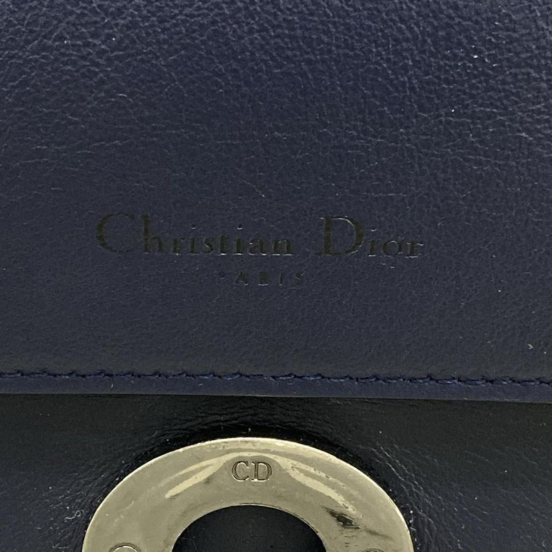 DIOR Christian Dior Handbag B Dior Dark Navy X Silver Leather