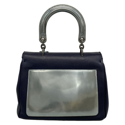 DIOR Christian Dior Handbag B Dior Dark Navy X Silver Leather