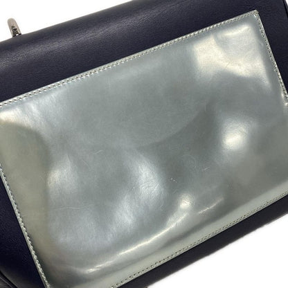 DIOR Christian Dior Handbag B Dior Dark Navy X Silver Leather